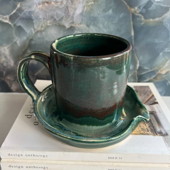 Brown's Pottery Handmade Arden NC Bacon Cooker Striped Glazed - Picture 3 of 10